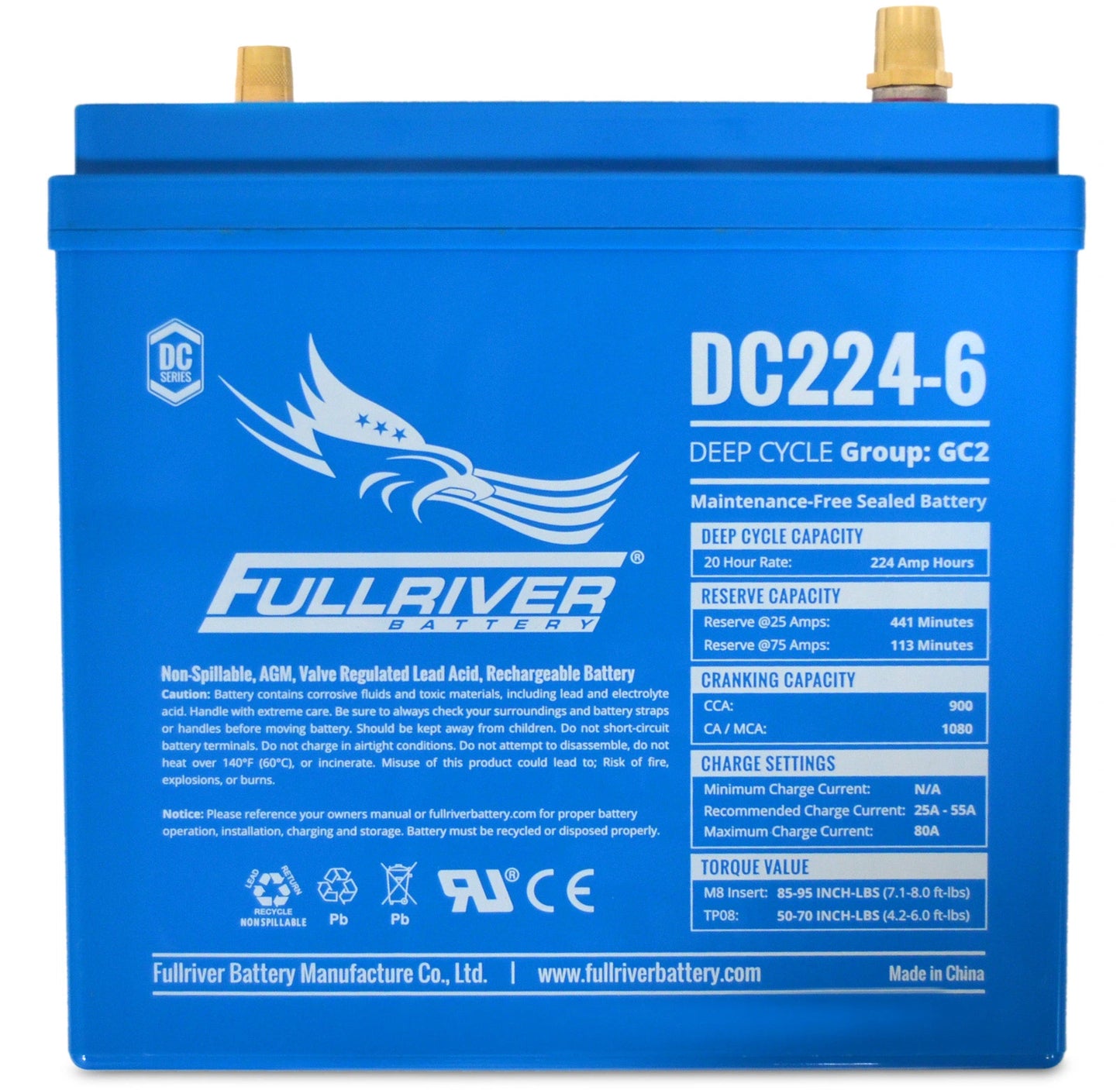 
                  
                    224Ah Fullriver Blue AGM 6 Volts
                  
                